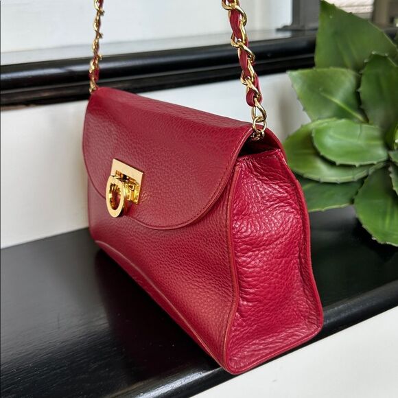 Kate Landry genuine leather shoulder purse, like new red gold - Picture 5 of 9